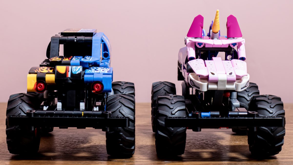 LEGO Technic 42219 Monster Jam Grave Digger and 42220 Monster Jam Sparkle Smash 3 1200x675